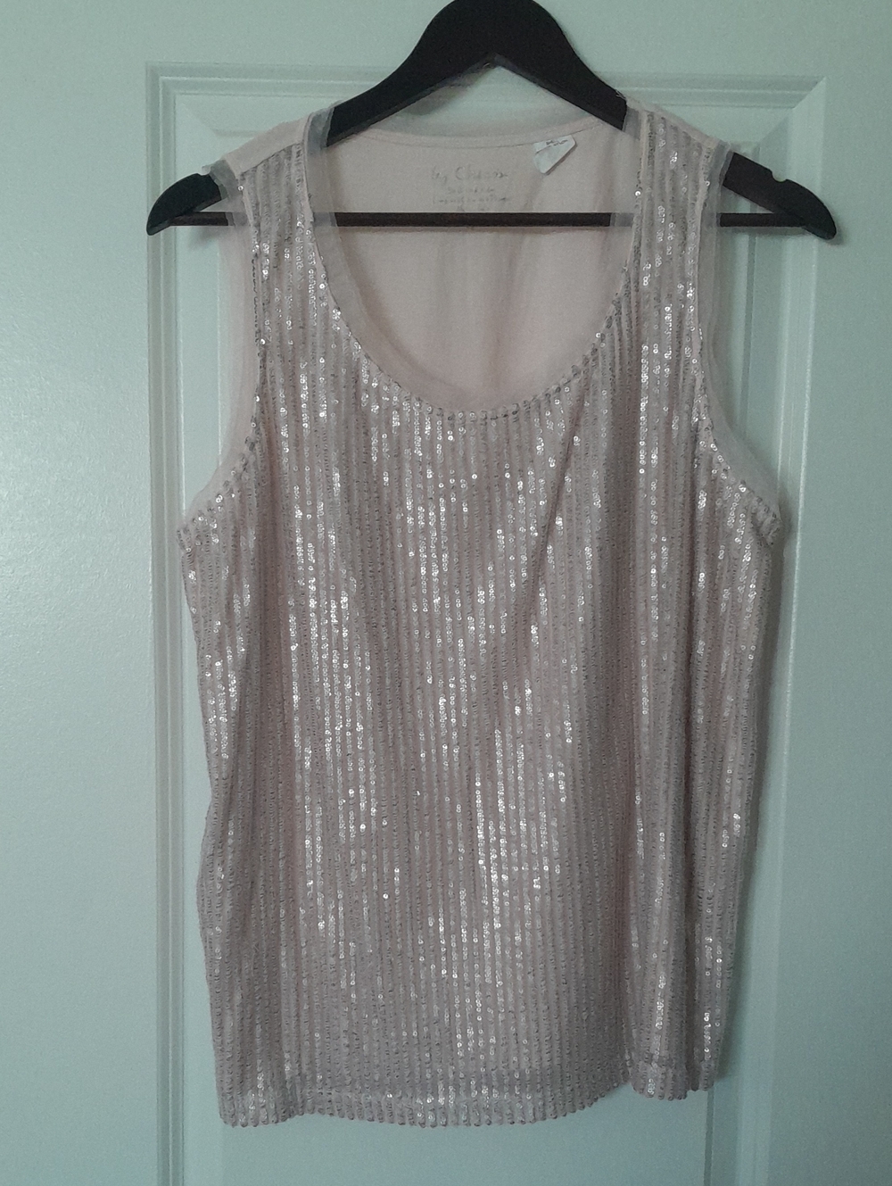 Chico's Light Pink Sequin Scoop Tank